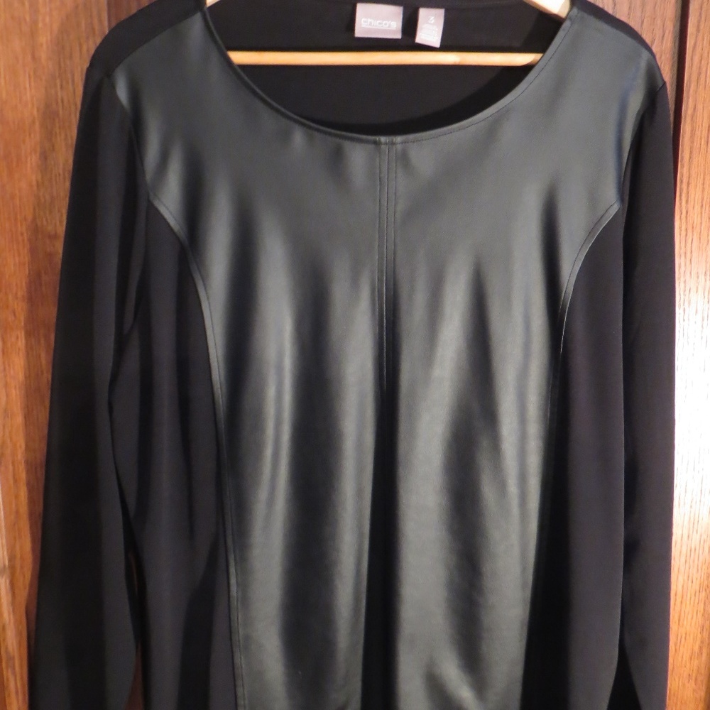 Black Stretch and leather shirt